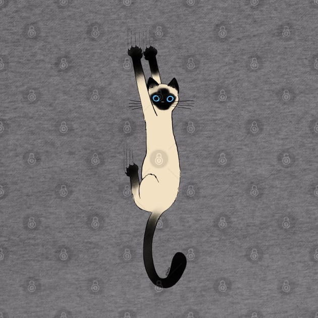 Siamese Cat Hanging On Funny Cat Holding on with Claws by Coffee Squirrel